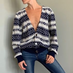 S/M Slouchy Print Blue Cardigan by Urban Renewal